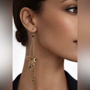 Source Unknown Gold Leaf Charm Earrings